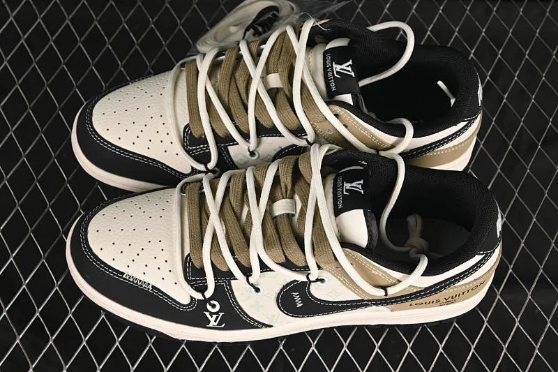 All categories Nk SB Dunk Series Nk SB Dunk Low High-end customized low-top sneakers Nike SB Dunk Low LV joint black and brown drawstring Anniversary high-end customized low-top casual sneakers YX5066-371